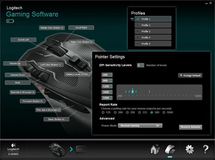 Logitech G700s Rechargeable Gaming Mouse, USB