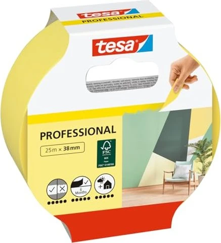 tesa Malerband Professional gelb, 38mm/25m, 1 Stück