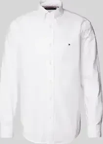 Tommy Hilfiger Regular Fit Oxford Flag-Stickerei Hemd langarm optic white (Herren)