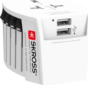 Skross World Travel Adapter MUV USB (2xA), 2x USB-A, weiß