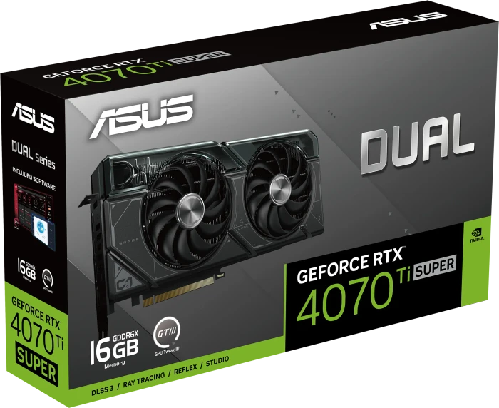 ASUS Dual GeForce RTX 4070 Ti SUPER, DUAL-RTX4070TIS-16G, 16GB GDDR6X, HDMI, 3x DP