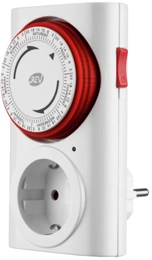 REV Ritter mechanische Wochenzeitschaltuhr Premium, weiß/rot