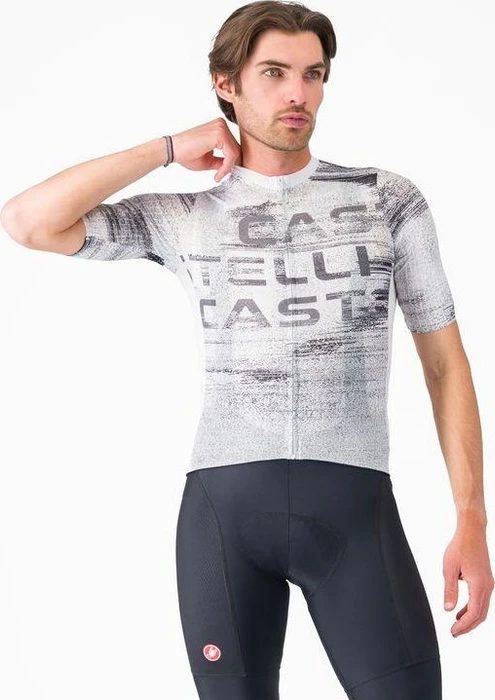 Castelli Stratus Logo Trikot kurzarm white/smoky gray (Herren)
