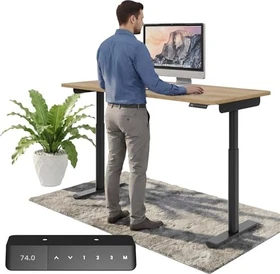 Ergotopia Desktopia One elektrisch höhenverstellbarer Sitz-Steh-Schreibtisch 120x65cm Eiche/schwarz