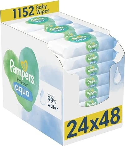 Pampers Harmonie Aqua Feuchttücher, 1152 Stück (24x 48 Stück)