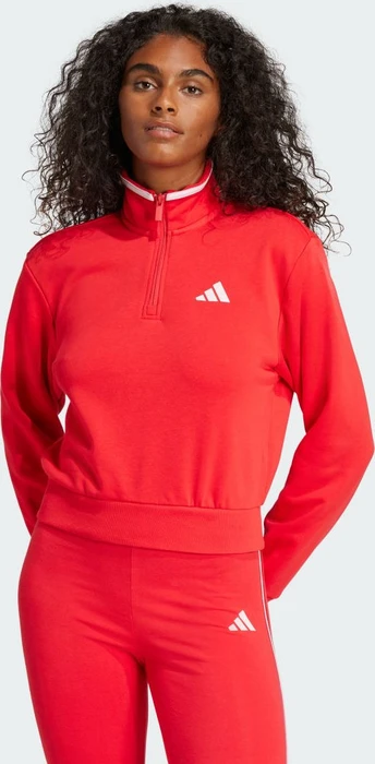 adidas Essentials Color Pop French Terry Crop Quarter-Zip Originals Sweatshirt pure ruby (Damen)