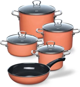 Riess Emaille Nouvelle Kochgeschirr-Set mango, 5-tlg.