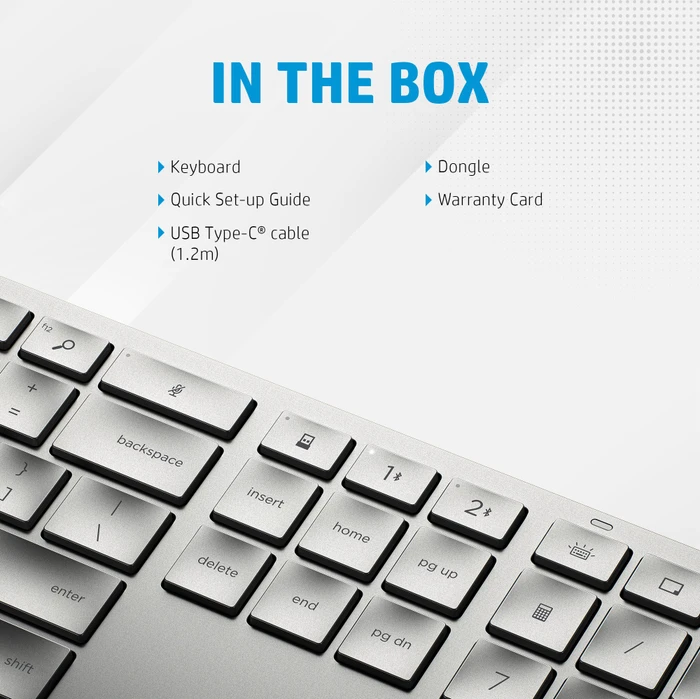 HP 970 Dual-Mode Wireless Keyboard, silber, USB/Bluetooth, DE
