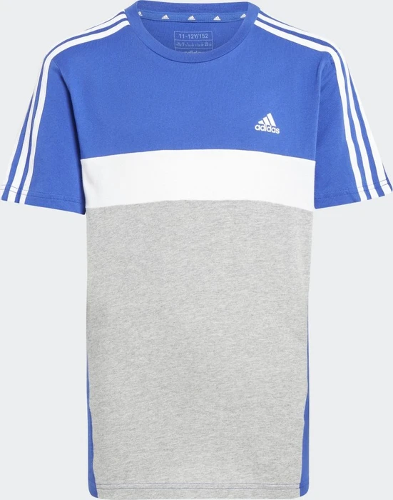 adidas Tiberio 3-Streifen Colorblock Cotton T-Shirt kurzarm semi lucid blue/medium grey heather/white (Junior)