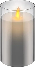 Wentronic goobay Echtwachskerzen im Glas 12.5cm grau LED 1x warmweiß, 1 Stück