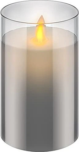 Wentronic goobay Echtwachskerzen im Glas 12.5cm grau LED 1x warmweiß, 1 Stück