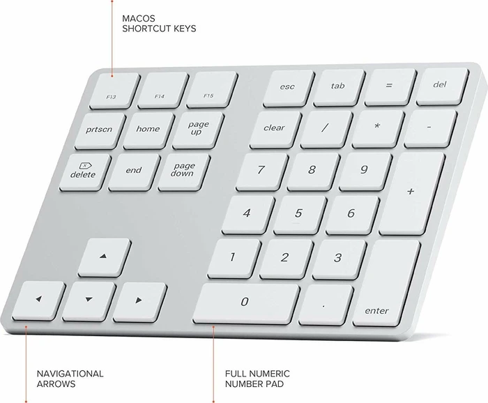 Satechi Extended Wireless Keypad Mac, silber, Bluetooth