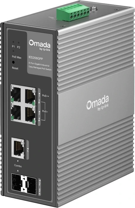 TP-Link Omada IES Industrial Railmount Gigabit Smart Switch, 4x RJ-45, 1x SFP, 1x RJ-45/SFP, 120W PoE++