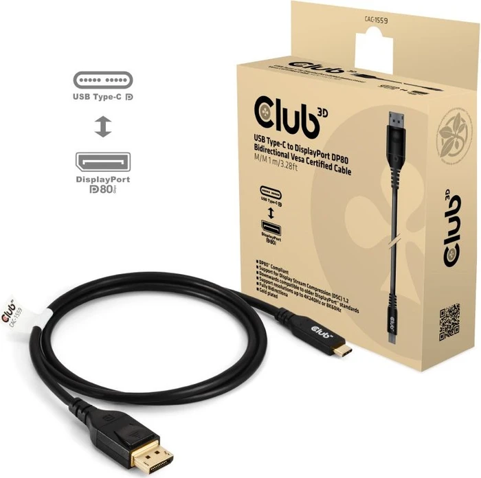 Club 3D USB Typ-C auf DisplayPort DP80 4K240Hz, 1m