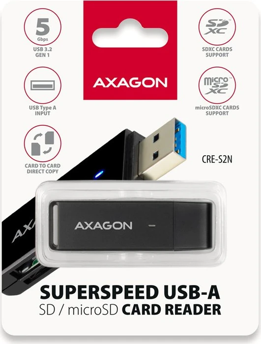Axagon Dual-Slot-Cardreader, USB-A 3.0 [Stecker]