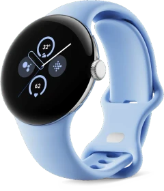 Google Pixel Watch 2 (Wi-Fi) Polished Silver mit Sportarmband Bay