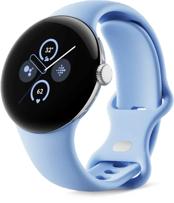 Google Pixel Watch 2 (Wi-Fi) Polished Silver mit Sportarmband Bay