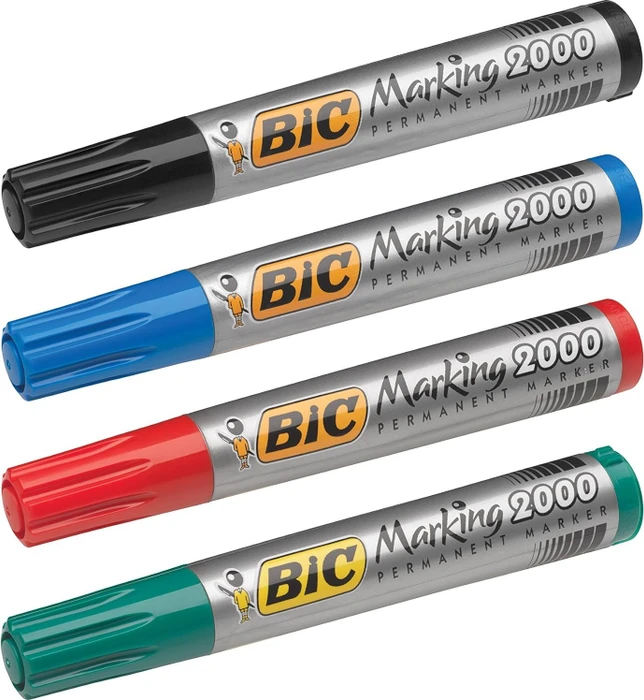 BIC Marking 2000 ECOlutions Permanentmarker Rundspitze 1.7mm schwarz/blau/rot/grün, 4er-Set, Box