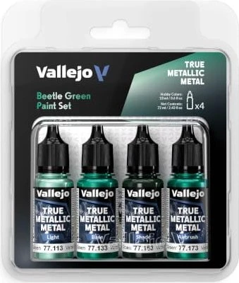 Vallejo True Metallic Metal beetle green Farbset
