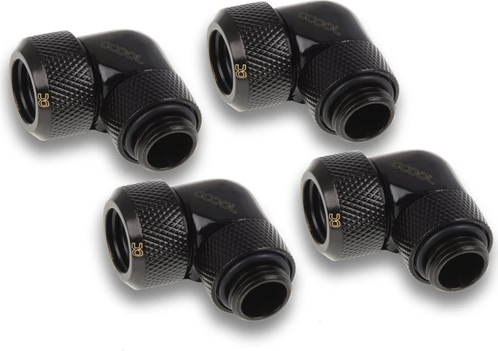 Alphacool Eiszapfen 90° G1/4" auf 13mm HardTube Anschraubtülle, schwarz, 4er-Pack