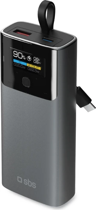 SBS Mobile Power Bank 10000 mAh LCD PD 20W grau