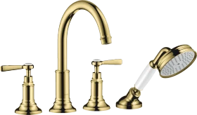 Hansgrohe Axor Montreux 4-Loch Fliesenrandarmatur mit Hebelgriffen polished brass