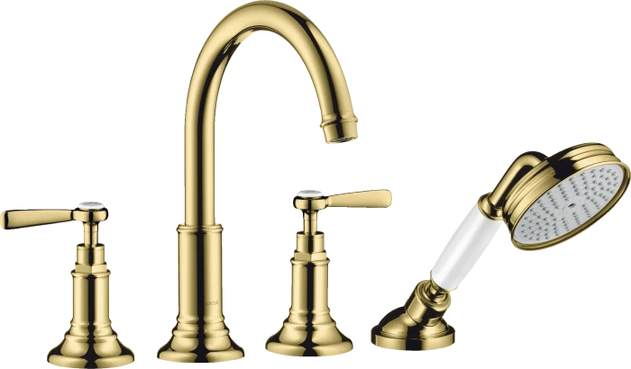 Hansgrohe Axor Montreux 4-Loch Fliesenrandarmatur mit Hebelgriffen polished brass