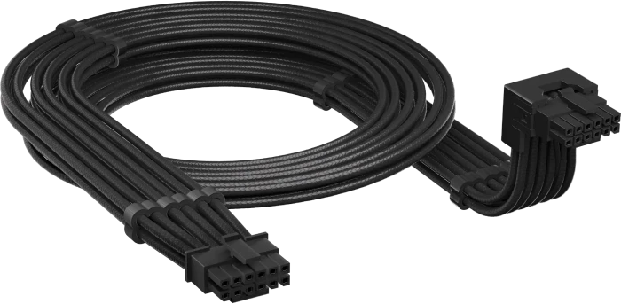 Corsair PSU Cable - 12+4-Pin 12V-2x6 Cable, schwarz, 90° gewinkelt, 65cm, Stil A - Sense-Pins unten