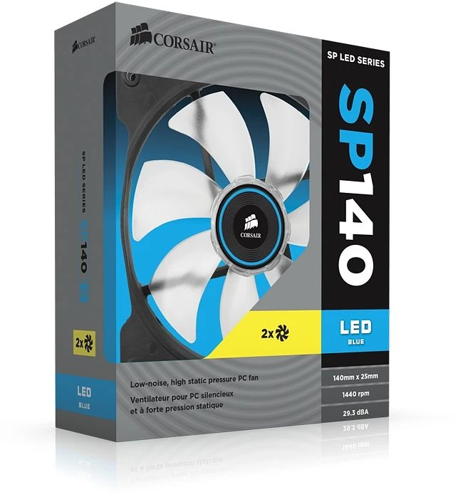 Corsair Air Series SP140 LED Blue High Static Pressure, 140mm, 2er-Pack