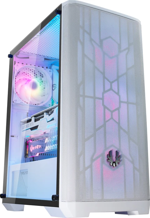 BitFenix Nova Mesh SE TG 4ARGB, weiß, inkl. 4x Lüfter, Lüfter LED RGB, Glasfenster