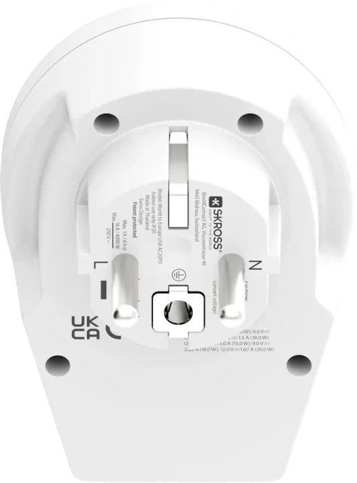 Skross World to Europe USB AC20PD, 1x USB-A, 1x USB-C