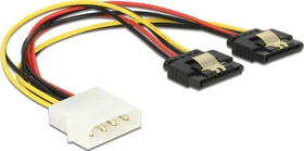 DeLOCK Stromadapter 4-Pin [IDE] Stecker auf 2x 15-Pin [SATA] Buchse, Y-Kabel 20cm (85237)
