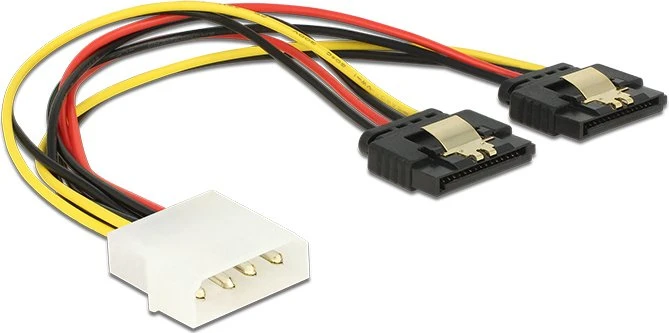 DeLOCK Stromadapter 4-Pin [IDE] Stecker auf 2x 15-Pin [SATA] Buchse, Y-Kabel 20cm