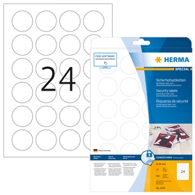 Herma Sicherheitsetiketten rund, 40mm, weiß, 25 Blatt (600 Etiketten)
