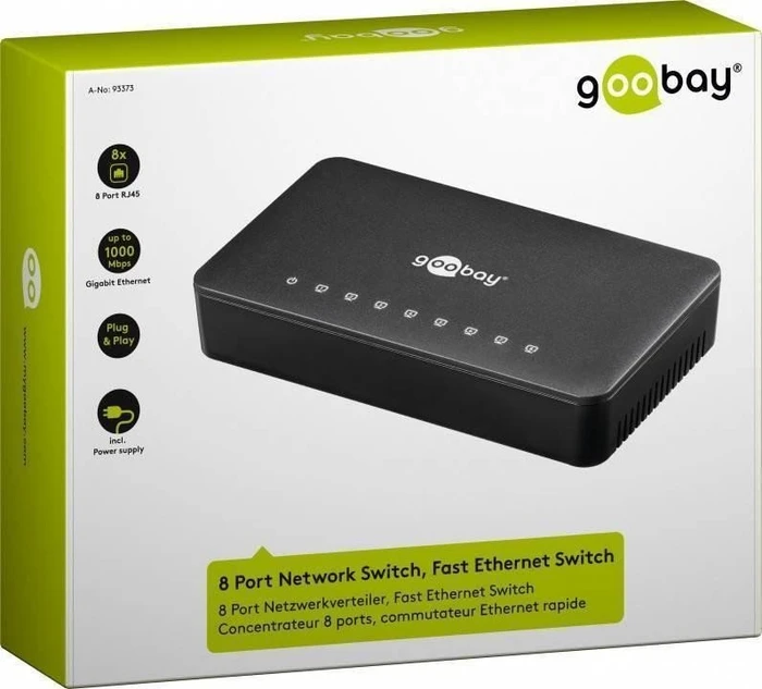 Wentronic Goobay Desktop Gigabit Switch, 8x RJ-45