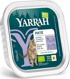 Yarrah Organic Cat Food Chunks with Chicken and Beef, 1.60kg (16x 100g)