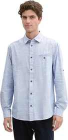 Tom Tailor Regular Fit Turn-up-Funktion Hemd langarm white blue/fil a fil/dobby (Herren)