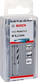 Bosch Professional HSS PointTeQ Spiralbohrer, 4.1x43x75mm, 10 Stück