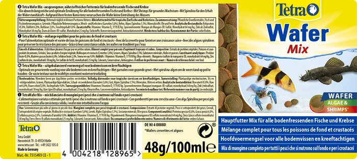Tetra Wafer Mix Hauptfutter für Bodenfische und Krebse, 48g, 100ml