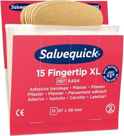 Cederroth Salvequick 15 Fingertip XL REF 6454 Nachfüllpack, 5.6 x 8.7cm, 15 Stück