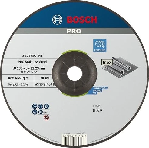 Bosch Professional AS 30 S INOX BF Expert for Inox Schleifscheibe, 230x6x22.23mm, 1 Stück