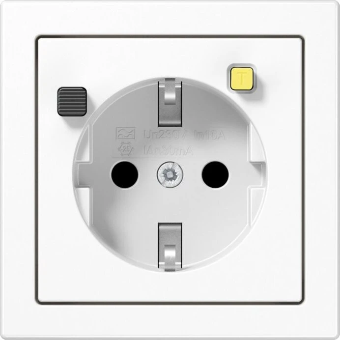 Jung Serie LS FI-SCHUKO Steckdose RCD 16A 250V, alpinweiß
