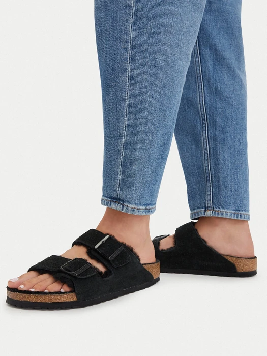 Birkenstock Arizona Lammfell schwarz