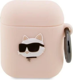 Karl Lagerfeld 3D Logo NFT Choupette Head Case für Apple AirPods 1/2 pink