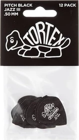 Dunlop Tortex Pitch Black Jazz III Pick, .50mm, 12-Pack