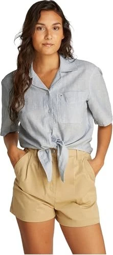 Tommy Hilfiger Relaxed Fit Cropped Hemd kurzarm colorado blue/stripe (Damen)