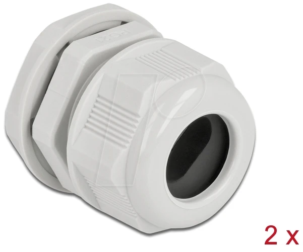 DeLOCK Kabelverschraubung PG21 für Flachkabel, grau, 2 Stück