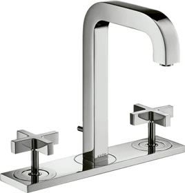 Hansgrohe Axor Citterio 3-Loch Waschbeckenarmatur mit Kreuzgriffen und Platte chrom