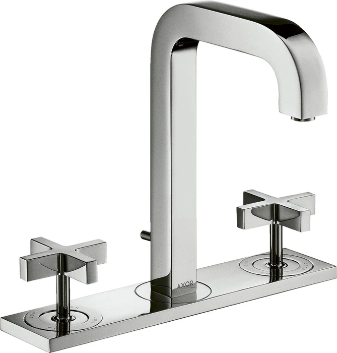 Hansgrohe Axor Citterio 3-Loch Waschbeckenarmatur mit Kreuzgriffen und Platte chrom