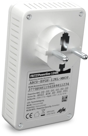 FRITZ! FRITZ!Powerline 1240E Kit, Powerline/WLAN-Access Point und Powerline-Adapter Set, 2er-Bundle